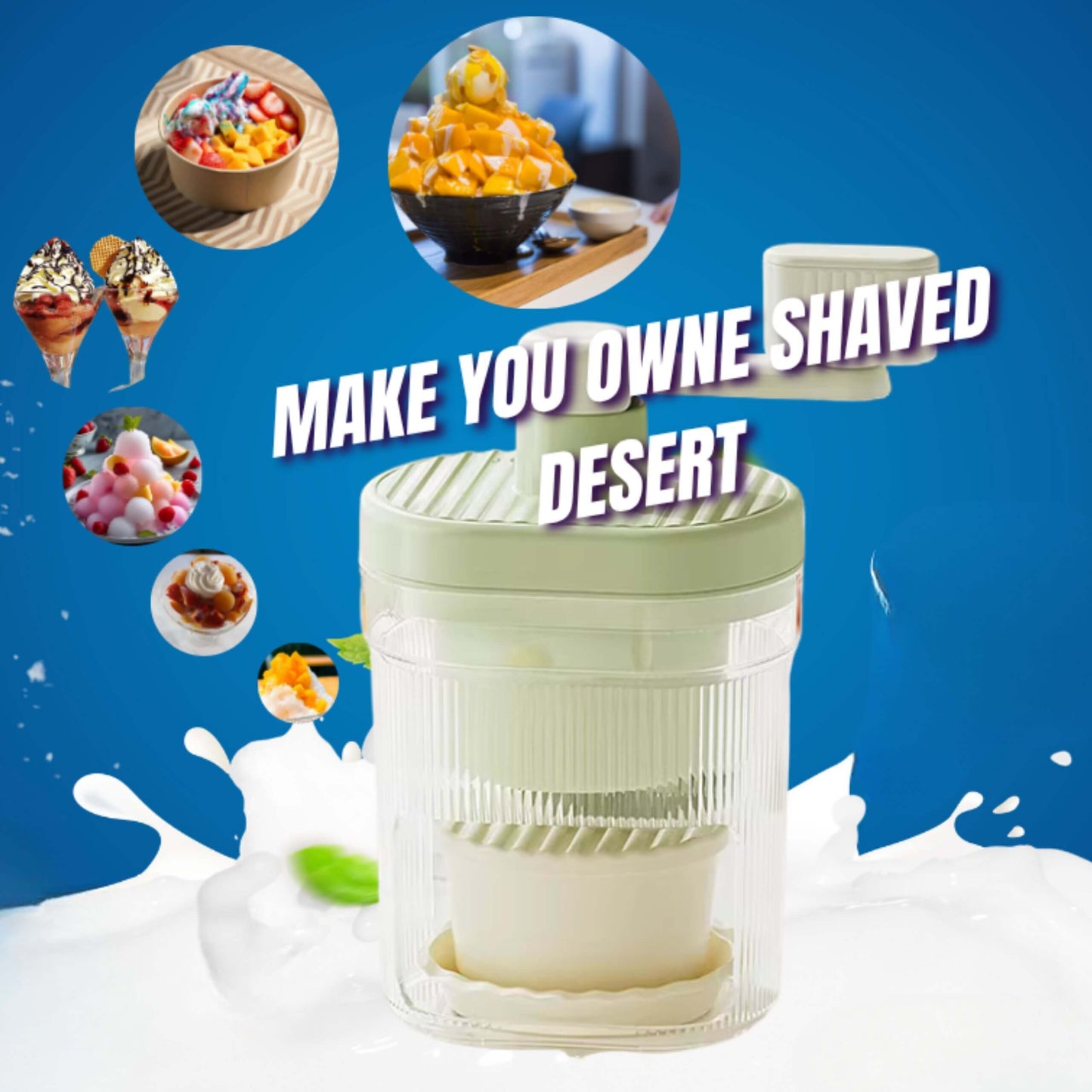 Shaved Ice Machine Small Manual Ice Crusher Home Hand - cranked Machine Making Smoothie Machine Suitable for Outdoor Camping - frosty - fun store