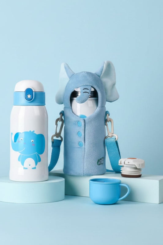 Premium Kids Stainless Steel Bottle (With 3 Lids + Cute Bag) - frosty - fun store